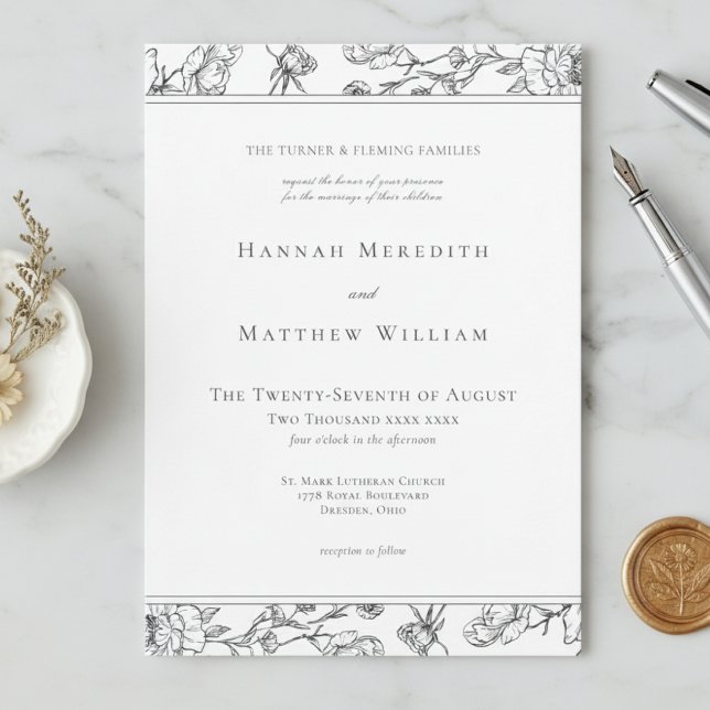 Elegant Black Chinoiserie Bird Crest Wedding Invitation (Creator Uploaded)