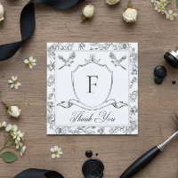 Elegant Black Chinoiserie Bird & Crest Wedding