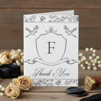 Elegant Black Chinoiserie Bird & Crest Wedding