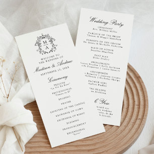 Elegant Black Chinoiserie Crest Wedding Program
