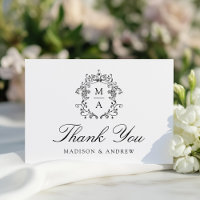 Elegant Black Chinoiserie Monogram Crest Wedding