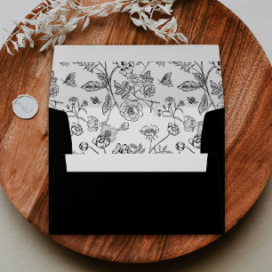 Elegant Black Chinoiserie Victorian Floral Wedding Envelope
