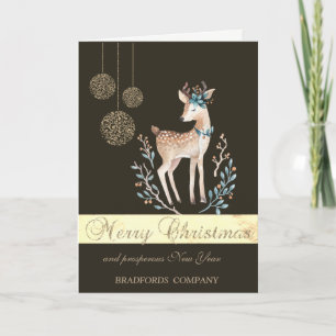 Elegant Black, Christmas Balls,Deer Holiday Card
