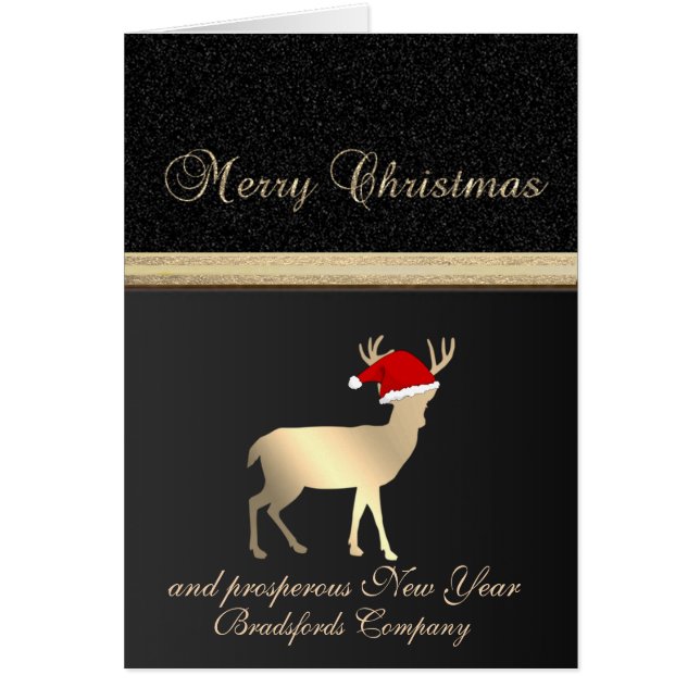 Elegant  Black ,Christmas Deer Santa Hat,Corporate (Front)