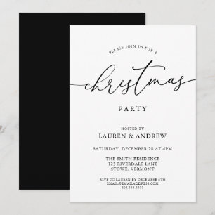 Elegant Black Christmas Holiday Party Invitation