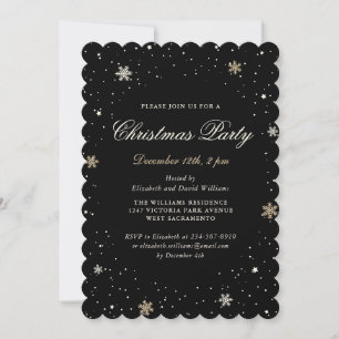 Elegant Black Christmas Party Invitation