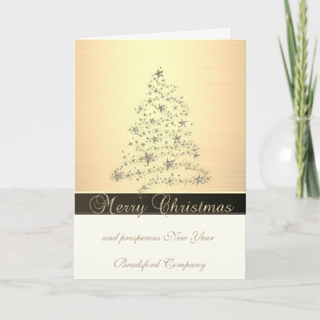 Elegant Black, Christmas Tree,,Corporate Holiday Card (Front)