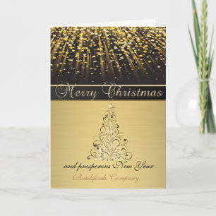 Elegant Black, Christmas Tree,Corporate Holiday Card