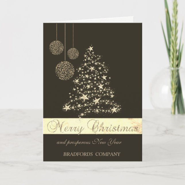 Elegant Black, Christmas Tree,Snowflakes,Company Holiday Card (Front)