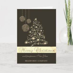 Elegant Black, Christmas Tree,Snowflakes,Company Holiday Card