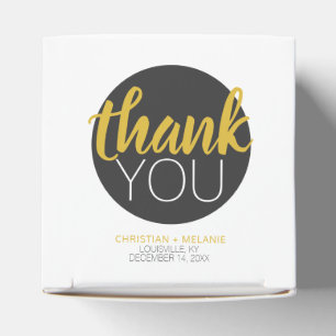 Elegant Black Circle Gold Thank You Wedding Favour Box