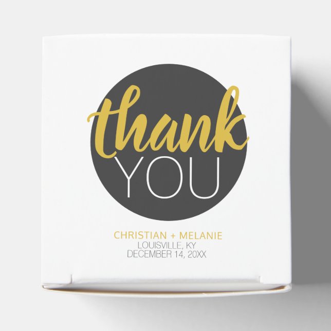 Elegant Black Circle Gold Thank You Wedding Favour Box (Top)