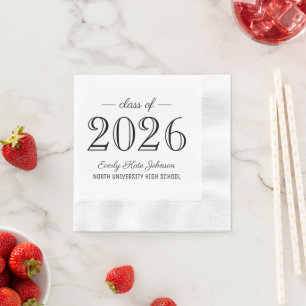 Elegant Black Class of 2026 Graduation Party Napkin