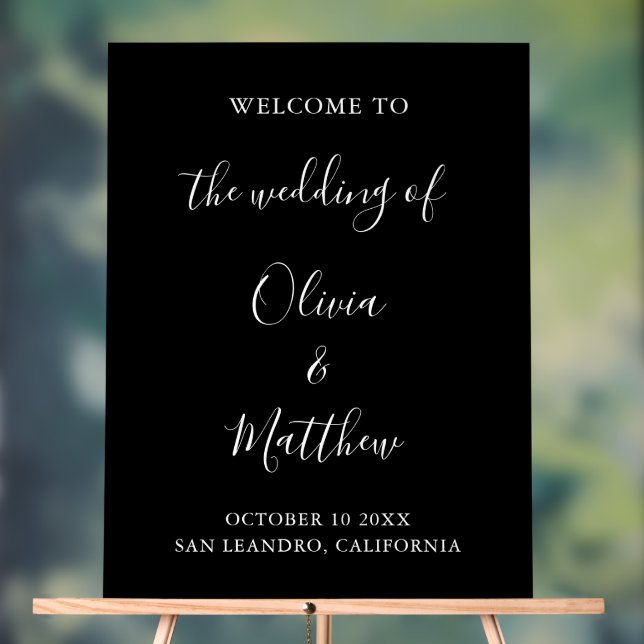 Elegant Black Classic Minimalist Wedding Acrylic Sign (Neutral)