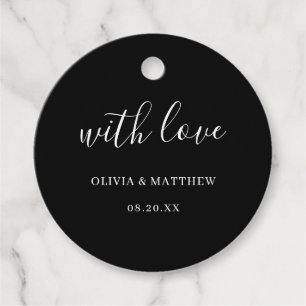 Elegant Black Classic Minimalist Wedding Favour Tags