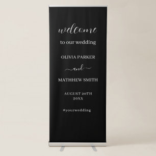 Elegant Black Classic Minimalist Wedding Retractable Banner