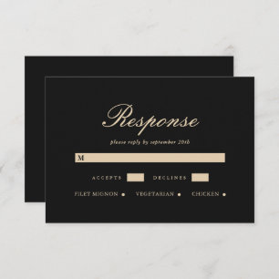 Elegant Black Classic Wedding  RSVP Card