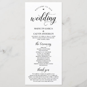 Elegant Black Classy Script, Wedding Ceremony Programme