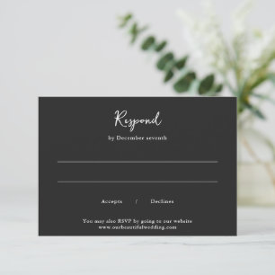 Elegant Black Clean Wedding RSVP Card