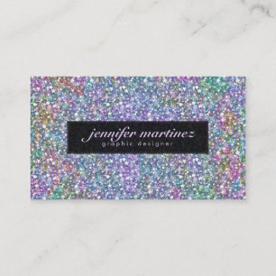 Elegant Black Colourful Purple Glitter & Sparkles  Business Card