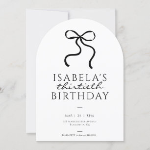 Elegant Black Coquette Bow Birthday Party Invitation