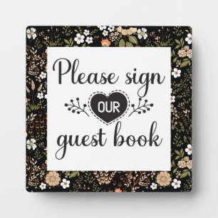 Elegant Black Country Wedding Guest Book Sign Plaque