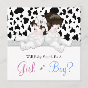 Elegant Black Cow Print Gender Reveal Shower Invitation