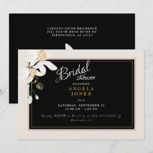 Elegant Black & Cream Bridal Shower Invitation