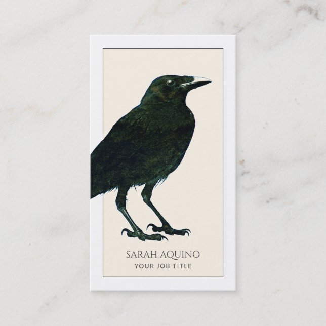 Elegant Black Crow Business Card (Front)