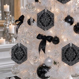Elegant Black Crystal Christmas Hexagon Glass Tree Decoration