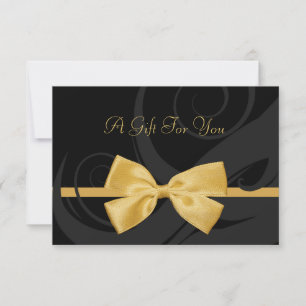 Elegant Black Curls Faux Gold Bow Gift Certificate