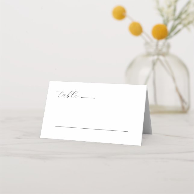Elegant Black Cursive Table Sign Place Card (Front)