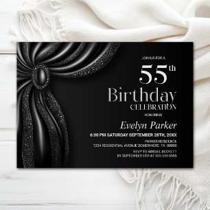 Elegant Black Curtain 55th Birthday Party Invitation