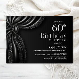 Elegant Black Curtain 60th Birthday Party Invitation