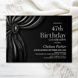 Elegant Black Curtain Any Age Birthday Party Invitation