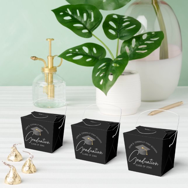 Elegant Black Custom Graduation Party Fortune Favour Box (Multiple)