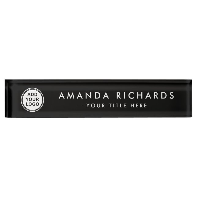 Elegant black custom logo nameplate (Front)