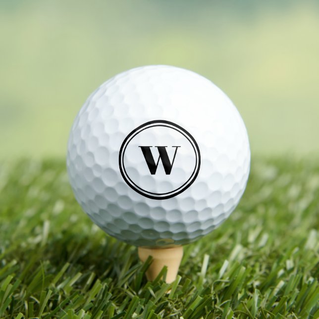 Elegant black custom monogram personalised golf balls (Insitu Tee)