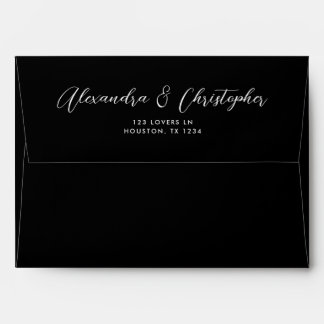 Elegant Black Custom Names Calligraphy Wedding Envelope