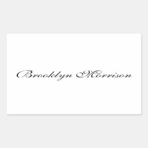 Elegant black custom script name monogram text rectangular sticker