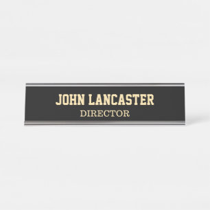 Elegant Black Customisable Desk Name Plate