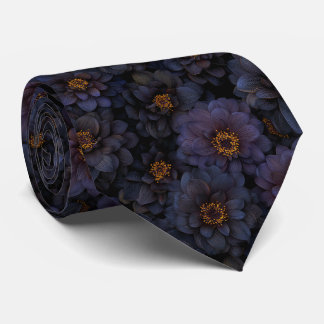 Elegant Black Dahlia Floral Pattern Tie
