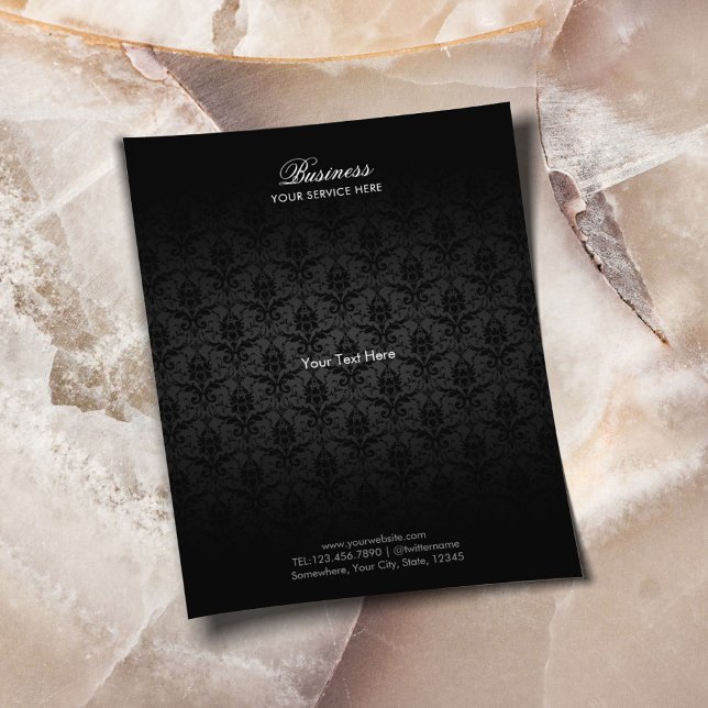 Elegant Black Damask Hair & Beauty Salon Brochures (Creator Uploaded)