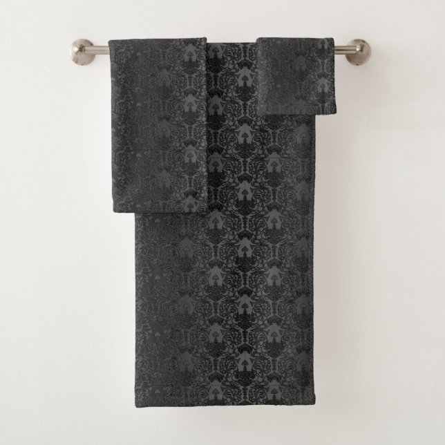 Elegant Black Damask Lace Towel Set (Insitu)