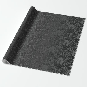 Elegant Black Damask Lace Wrapping Paper