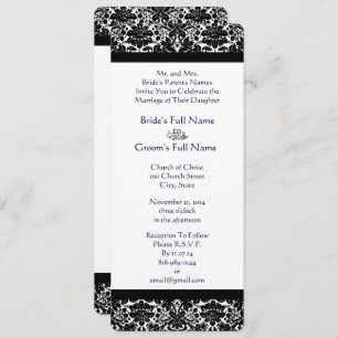 Elegant Black Damask Wedding Invitation