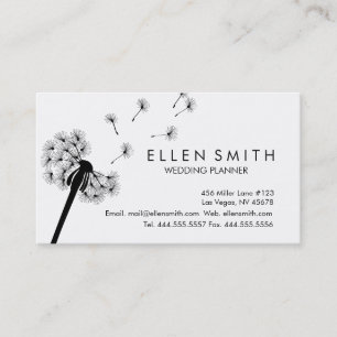Elegant Black Dandelion Business Card