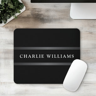 Elegant black dark gray family name or business mouse mat