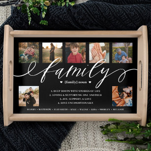 Elegant Black Definition of family Photo Keepsake Serving Tray
