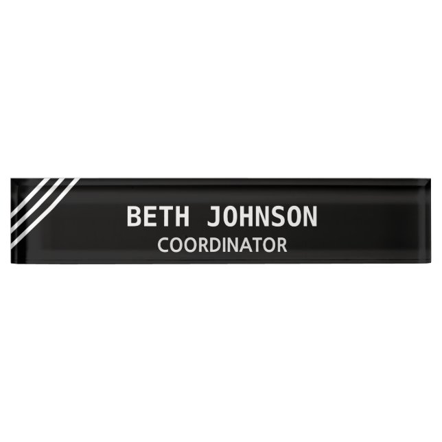 Elegant Black Desk Name Plate (Front)